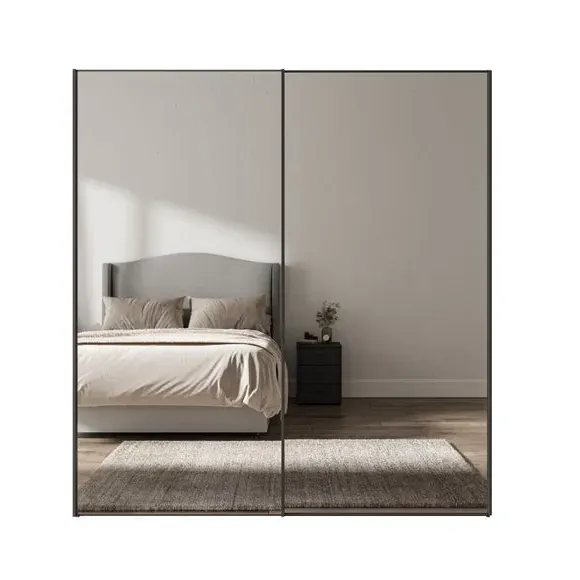 Sliding Mirrored Wardrobe - Graphite