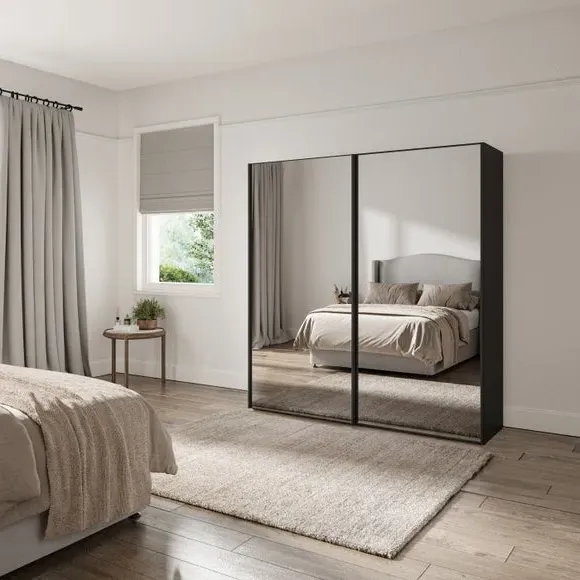 Sliding Mirrored Wardrobe - Graphite