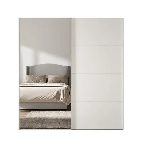 Sliding Mirrored Wardrobe - Off-White