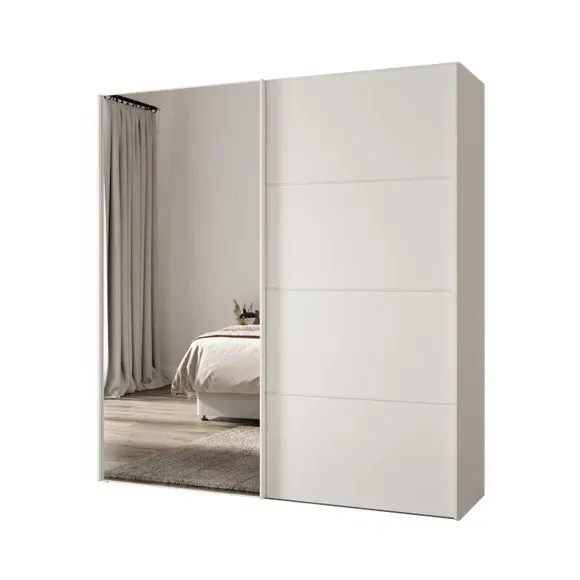 Sliding Mirrored Wardrobe - Off-White