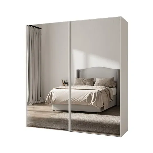 Sliding Mirrored Wardrobe - Off-White