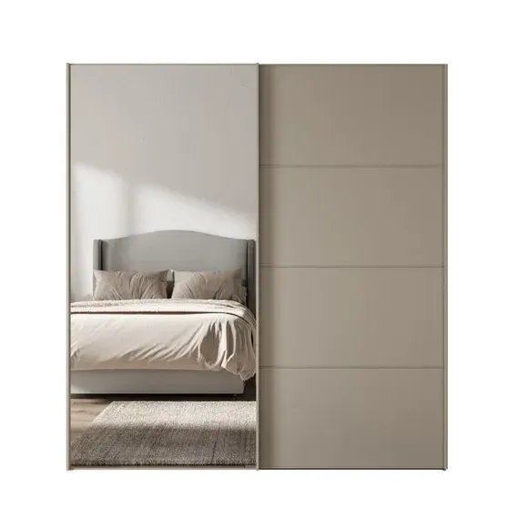 Sliding Mirrored Wardrobe - Pebble