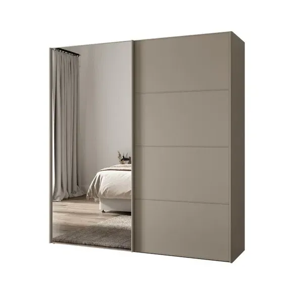 Sliding Mirrored Wardrobe - Pebble