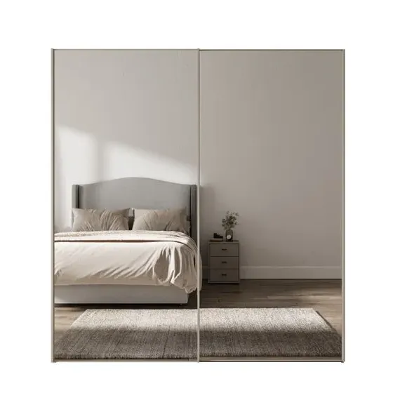 Sliding Mirrored Wardrobe - Pebble