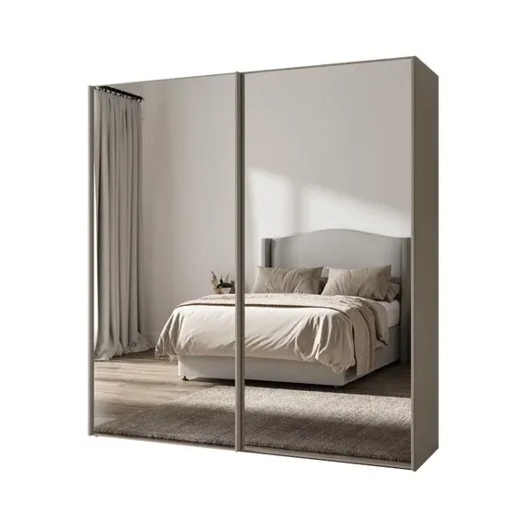 Sliding Mirrored Wardrobe - Pebble