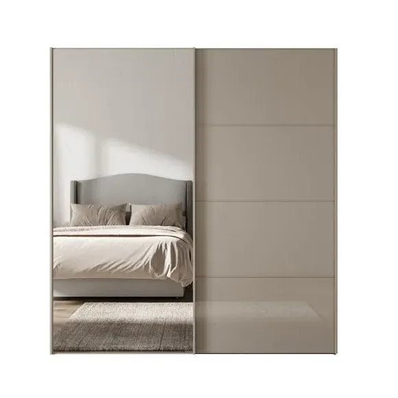 Sliding Mirrored Wardrobe - Pebble