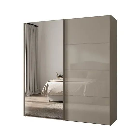 Sliding Mirrored Wardrobe - Pebble