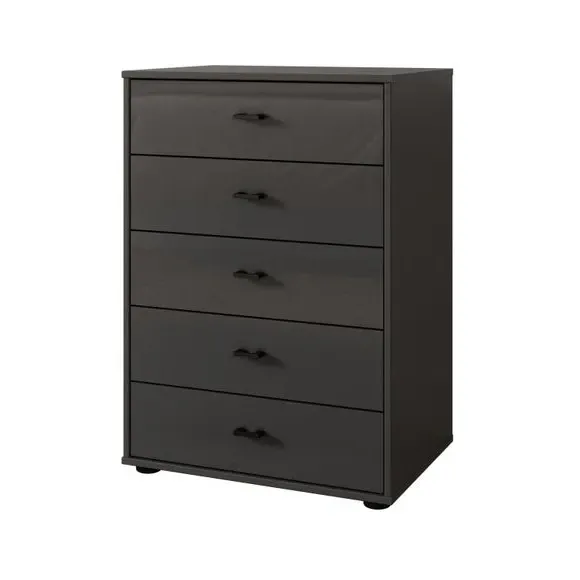 Small 5-Drawer Chest with Glass Fronts - Graphite