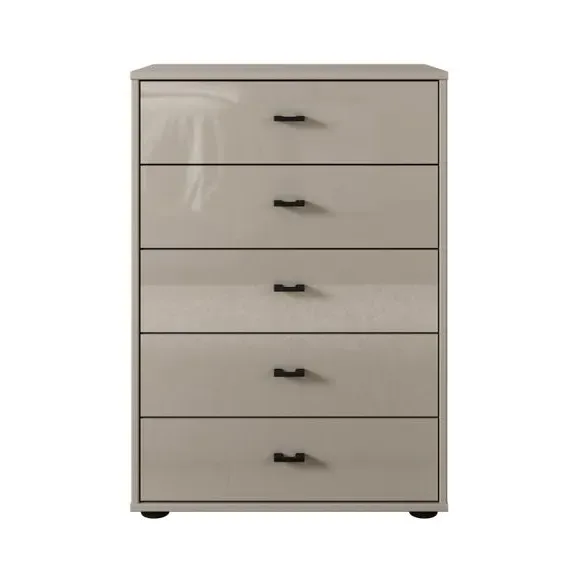 Small 5-Drawer Chest with Glass Fronts - Pebble