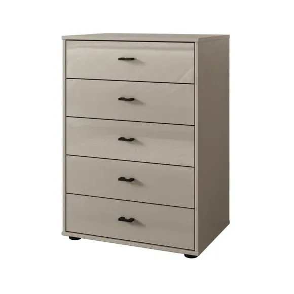 Small 5-Drawer Chest with Glass Fronts - Pebble