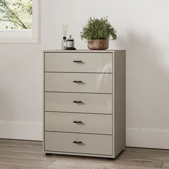 Small 5-Drawer Chest with Glass Fronts - Pebble