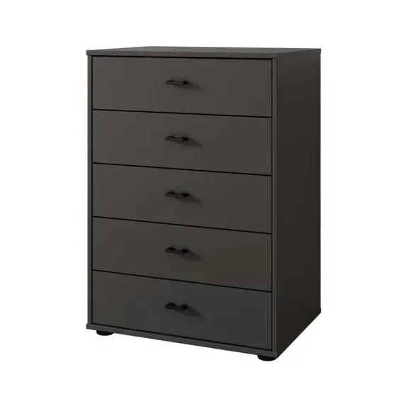 Small 5-Drawer Chest with Handles - Graphite