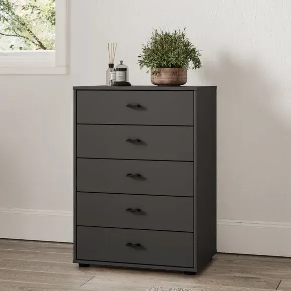 Small 5-Drawer Chest with Handles - Graphite image