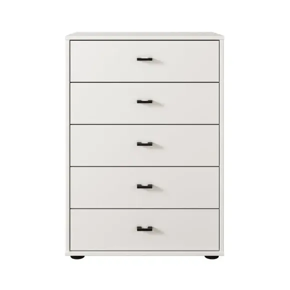 Small 5-Drawer Chest with Handles - Off-White