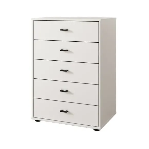 Small 5-Drawer Chest with Handles - Off-White