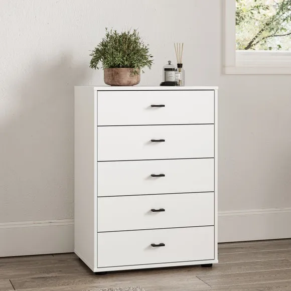 Small 5-Drawer Chest with Handles - Off-White