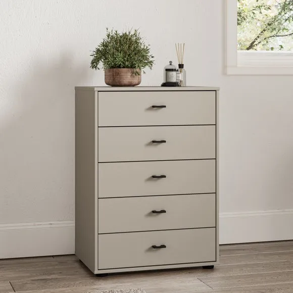Small 5-Drawer Chest with Handles - Pebble