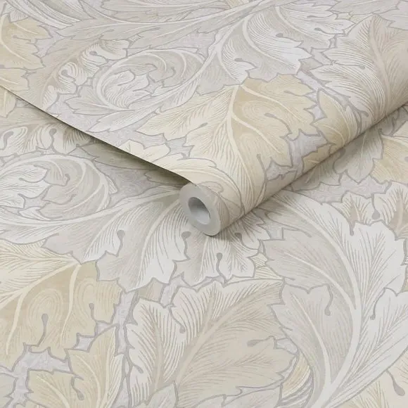 Acanthus Leaf Wallpaper - Cream, Matte Paper