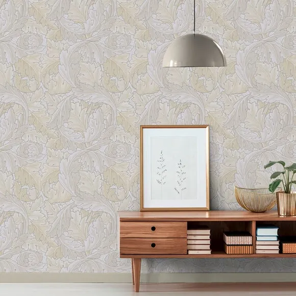 Acanthus Leaf Wallpaper - Cream, Matte Paper image