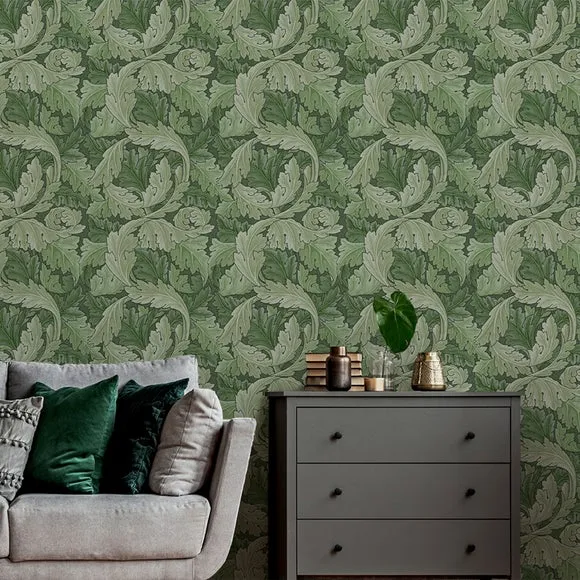 Acanthus Leaf Wallpaper - Fern, Matte Paper