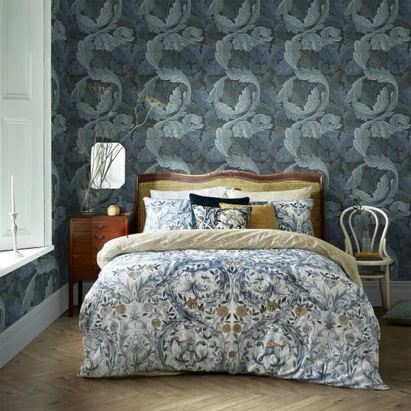 Acanthus Leaf Wallpaper - Blue, Paper image