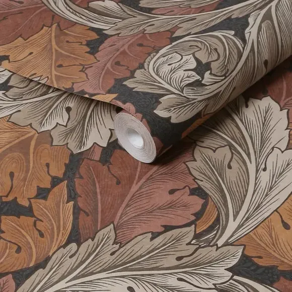 Acanthus Leaf Wallpaper - Burnt Orange, Paper