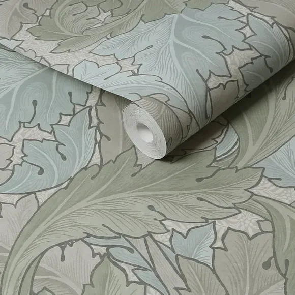 Acanthus Leaf Wallpaper - Duck Egg, Paper