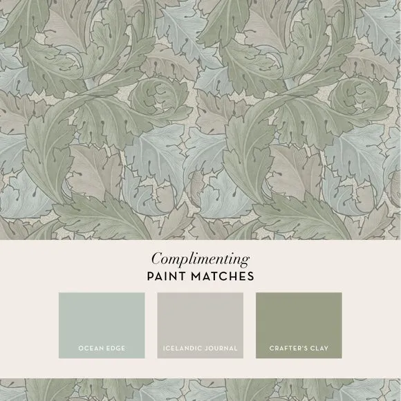 Acanthus Leaf Wallpaper - Duck Egg, Paper