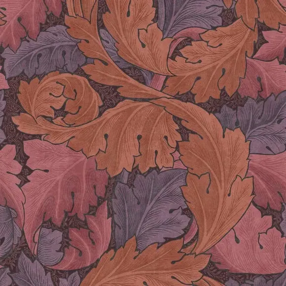 Acanthus Leaf Wallpaper - Plum, Paper