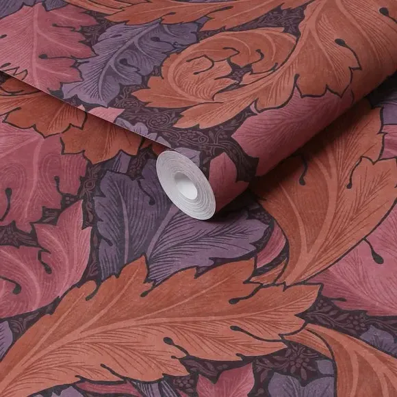 Acanthus Leaf Wallpaper - Plum, Paper