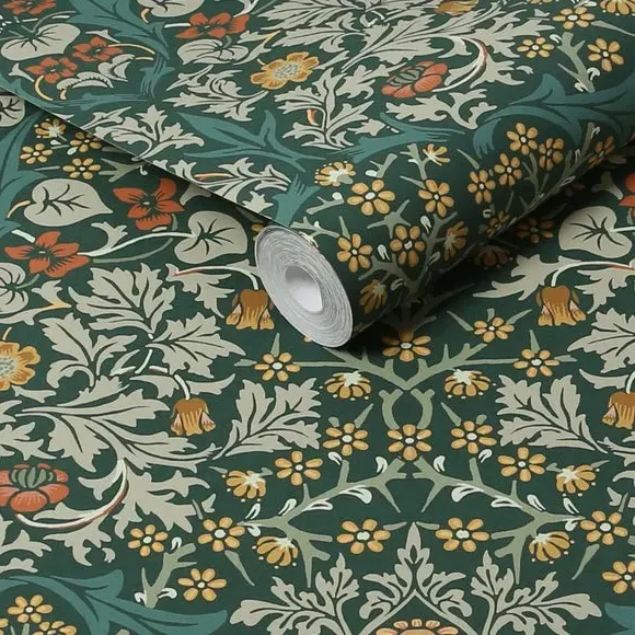 Blackthorn Floral Wallpaper - Dark Green