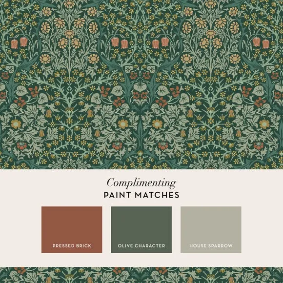 Blackthorn Floral Wallpaper - Dark Green