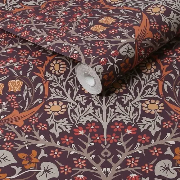 Blackthorn Floral Wallpaper - Plum
