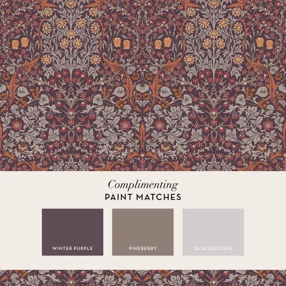 Blackthorn Floral Wallpaper - Plum