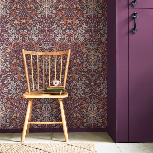 Blackthorn Floral Wallpaper - Plum