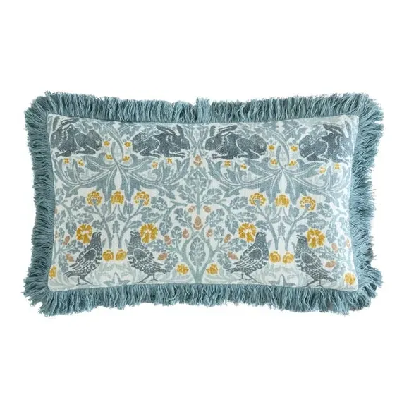 Brother Rabbit Cushion with Fringe - Blue, Cotton