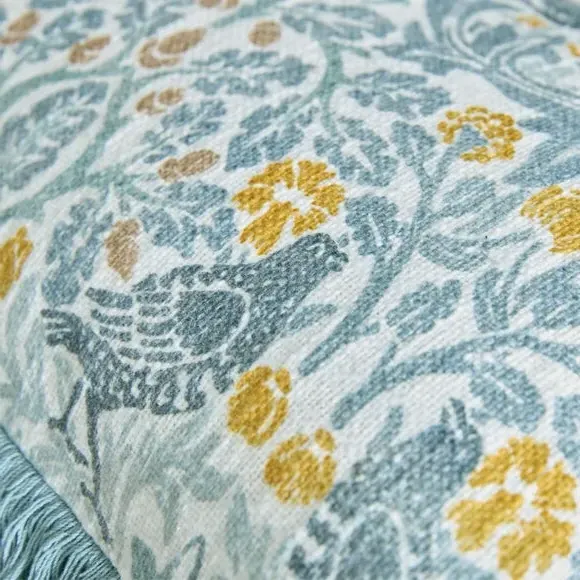 Brother Rabbit Cushion with Fringe - Blue, Cotton