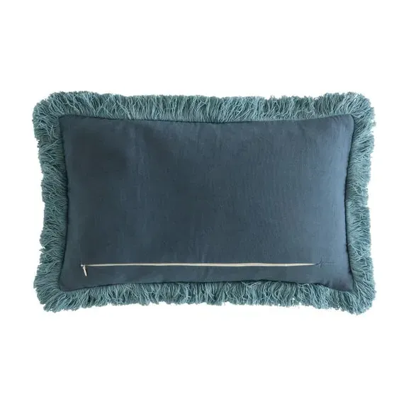 Brother Rabbit Cushion with Fringe - Blue, Cotton
