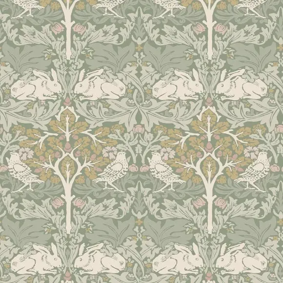 Brother Rabbit Wallpaper - Sage, Paste-the-Wall