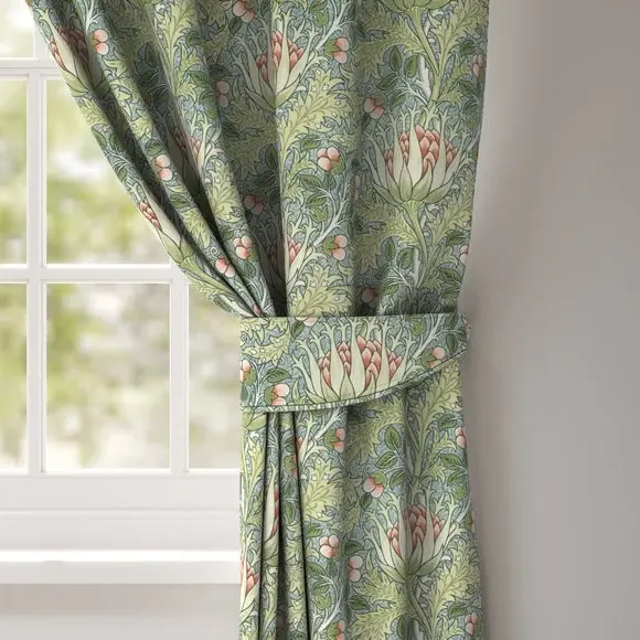 Curtain Tieback Arts & Crafts - Sage, Cotton