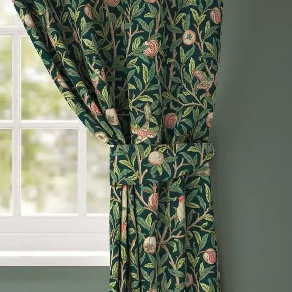Curtain Tieback Bird & Pomegranate - Spruce
