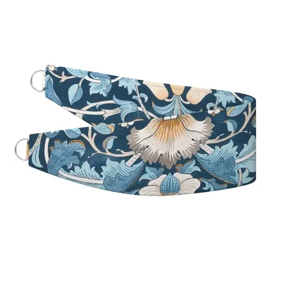 Curtain Tieback with Lodden Pattern - Navy Blue, Velvet