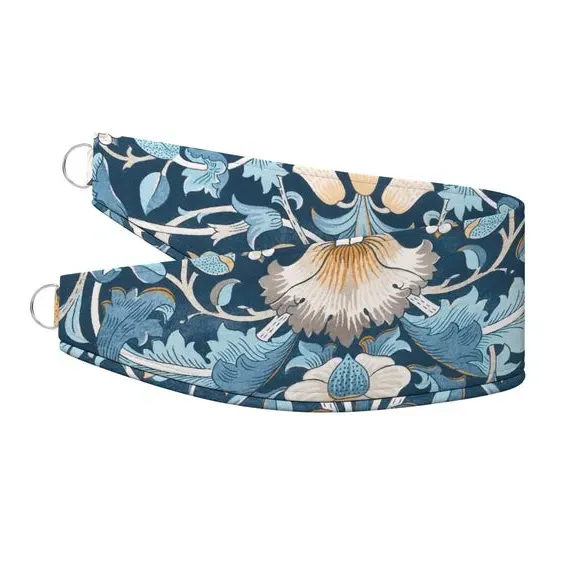 Curtain Tieback with Lodden Pattern - Navy Blue, Velvet