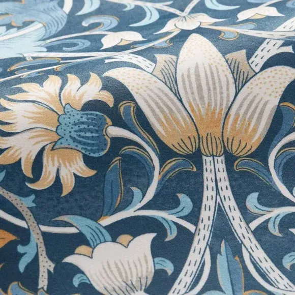 Curtain Tieback with Lodden Pattern - Navy Blue, Velvet