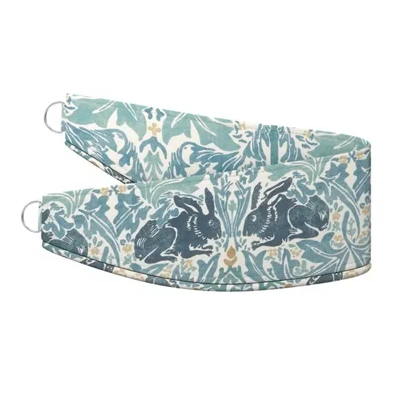 Curtain Tieback with Rabbit Print - Aqua, Cotton