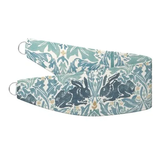 Curtain Tieback with Rabbit Print - Aqua, Cotton