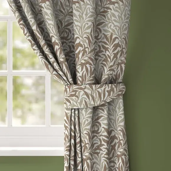 Curtain Tieback with Willow Pattern - Flax