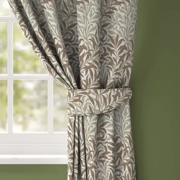 Curtain Tieback with Willow Pattern - Flax
