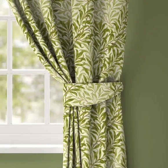 Curtain Tieback with Willow Pattern - Olive