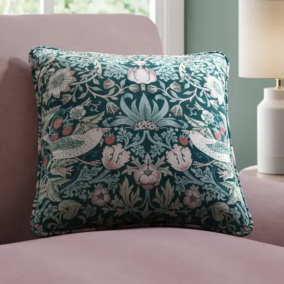 Cushion Cover with Piped Edge - Teal, Velvet image